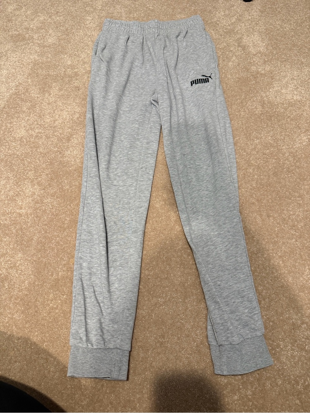 Puma Kids Light Gray Sweat Joggers with Logo